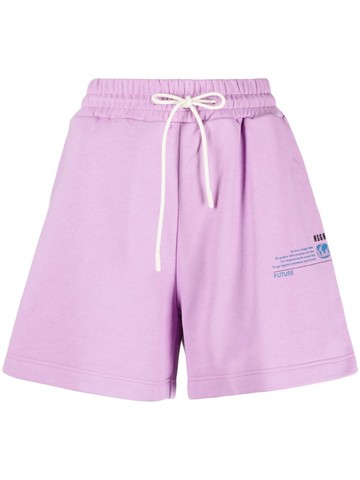 MSGM - logo-print track shorts - women - Cotton - XL - Purple