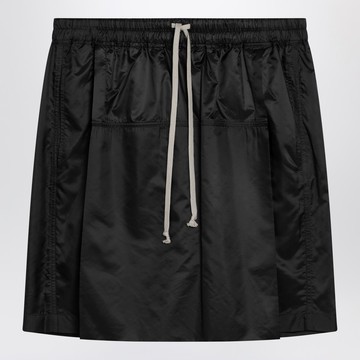 Black drawstring kilt shorts