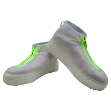 拉鍊式防水鞋套 加厚彈性矽膠 適用於平底鞋、跑鞋、涼鞋、雪地鞋、登山鞋、皮鞋  M  透明色