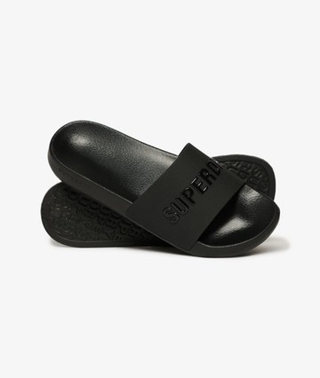 Superdry Women's Luxe Logo Pool Sliders Black Size: 5-6