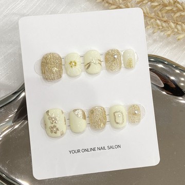 【滿300起送】極光小花春夏熱款手工穿戴甲輕奢純手工淺色小花甲片