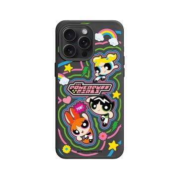 iPhone 15 Pro Max SolidX 黑 - The Powerpuff Girls 飛天小女警 - 可愛小女警線條款