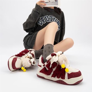 SENMA/森馬女鞋冬季棉鞋加絨加厚小眾原創厚底運動休閑板鞋情侶鞋