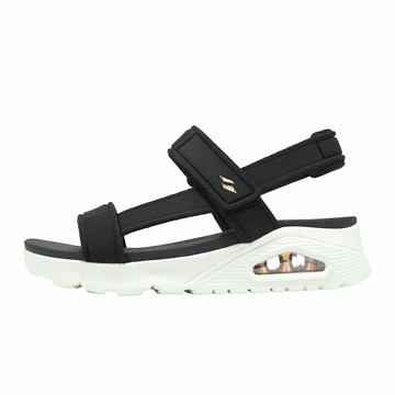 Skechers 涼拖鞋 Uno Sandal 女鞋 黑 白 氣墊 支撐 緩衝 魔鬼氈 厚底 119813BLK