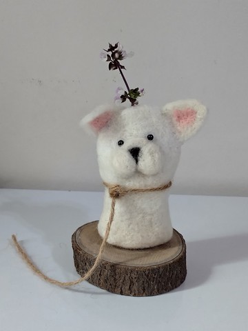 羊毛氈狗狗乾躁花小花器 全台免運