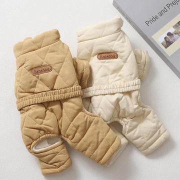 狗狗衣服冬天小體泰迪保暖按扣式外套翻領棉服潮酷棉衣寵物四腳衣