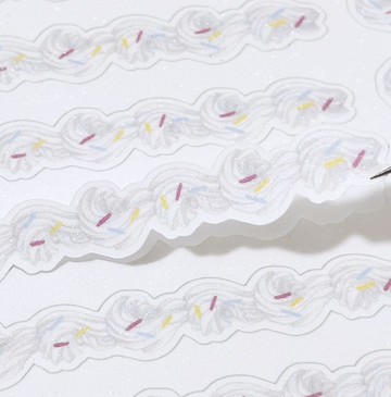 小小奶油條 合成紙閃砂 透明拉絲閃 模切 貼紙卷 5米卷