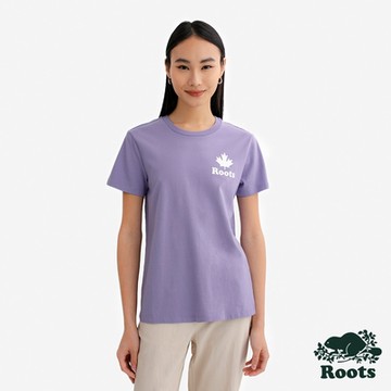 Roots女裝- ROOTS MAPLE LEAF 短袖上衣-梅子紫