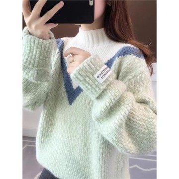 雪尼爾毛衣女秋冬季加絨加厚高中初中學生內搭大童女孩打底針織衫