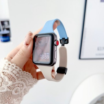 女生款小蠻腰錶帶 高級撞色 磁吸卡扣 適用蘋果手錶 Apple Watch S10 9 8 7 6 5 SE Ultra