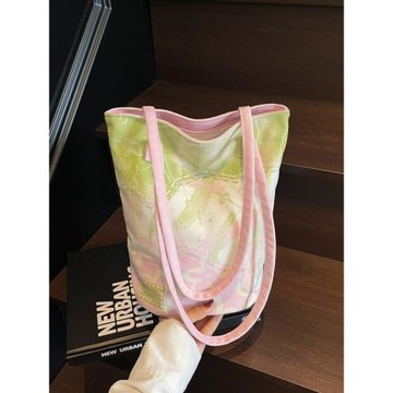 超火大容量甜美少女水桶包2025新款夏百搭手提布袋輕便單肩包