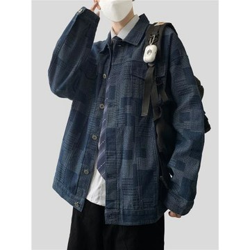 木村叔dk日系休閑襯衫男士春秋季青少年學生工裝水洗牛仔夾克外套