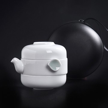 陶瓷快客杯創意簡約功夫茶具套裝一壺二杯旅行便攜收納包白瓷家用