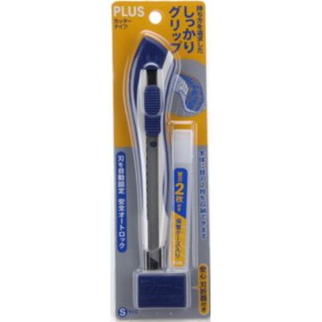 【PLUS 普樂士】CU-004   美工刀藍  10入/ 盒(每個附廢棄盒.刀片2枚)