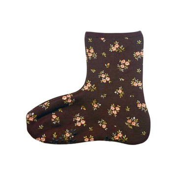 日本 Poka 保暖襪-咖啡小花 短襪 裏起毛 襪套 室內拖鞋 防滑鞋底 襪子 地板襪＊夏日微風＊