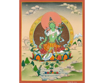 原創手繪綠度母唐卡