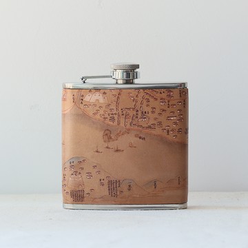 【國立臺灣博物館-臺灣歷史輿圖】6OZ 不鏽鋼烈酒酒壺（附漏斗）- 臺南地圖