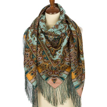 帕夫洛沃帕薩德俄羅斯羊毛披肩 100% 羊毛 125x125公分 絲綢流蘇 型號1683-62