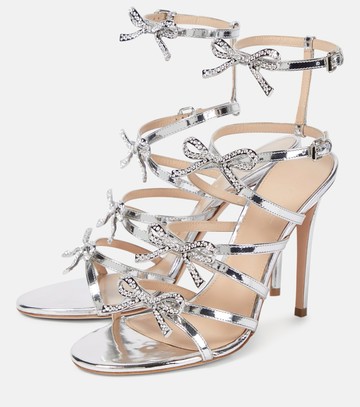 Giambattista Valli Silver Love Bow embellished sandals