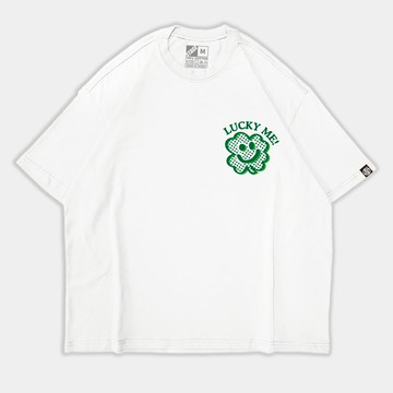 幸運小草 天竺棉落肩寬版T 黑色/白色