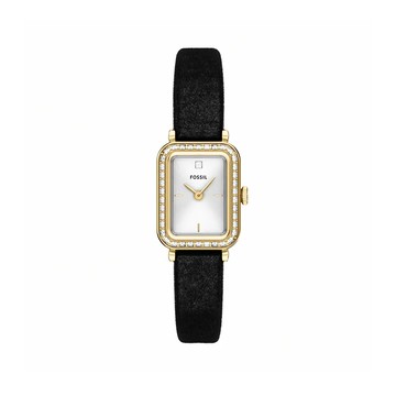 【FOSSIL】限時9折↘Raquel 復古年華羅馬數字女錶 黑色人造纖維錶帶 18 MM ES5437