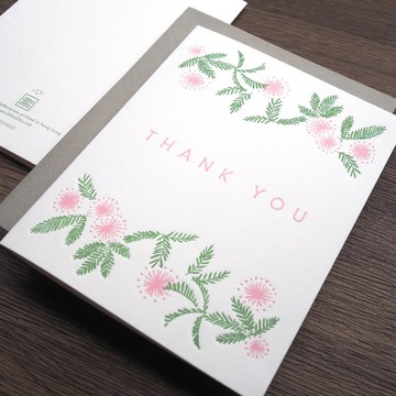 含羞感謝卡 - 活版印刷卡