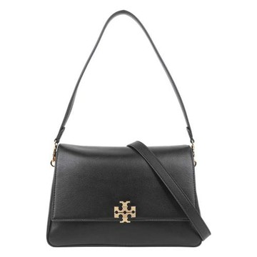 TORY BURCH Charlie 金字粒紋皮革翻蓋二用包(黑色)