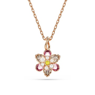 SWAROVSKI 施華洛世奇 Idyllia 自然之美 花漾粉色系水晶項鍊-玫瑰金(5722102)