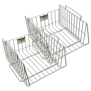 大台灣 斜口置物籃 塑膠鐵材質  2個  白色  小(25 x 22 x 15cm)