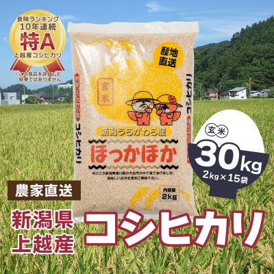 ふるさと納税 上越市 令和5年産|新潟県上越市浦川原産|極上の雪国米 コシヒカリ30kg(2kg×15)玄米