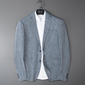 GJG春秋薄款亞麻西服男時尚休閑小西裝外套便裝單西上衣棉麻外套