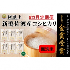 《無洗米》新潟県佐渡産コシヒカリ30kg全9回