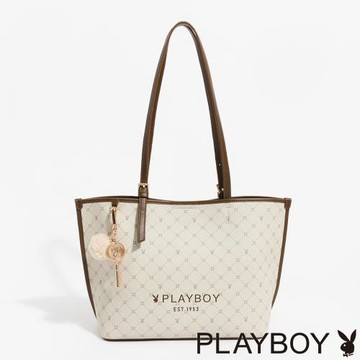 PLAYBOY - 托特包  Bunny Lattice系列 - 咖啡色