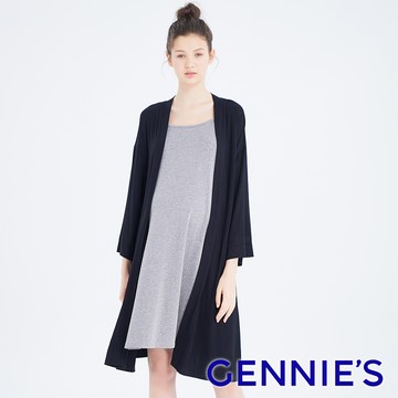 Gennies奇妮 親膚綁帶孕婦罩衫(黑TPA38)