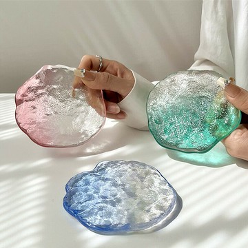 日式水晶冰塊手工玻璃杯墊ins風簡約茶杯墊加厚杯托茶碟托隔熱墊