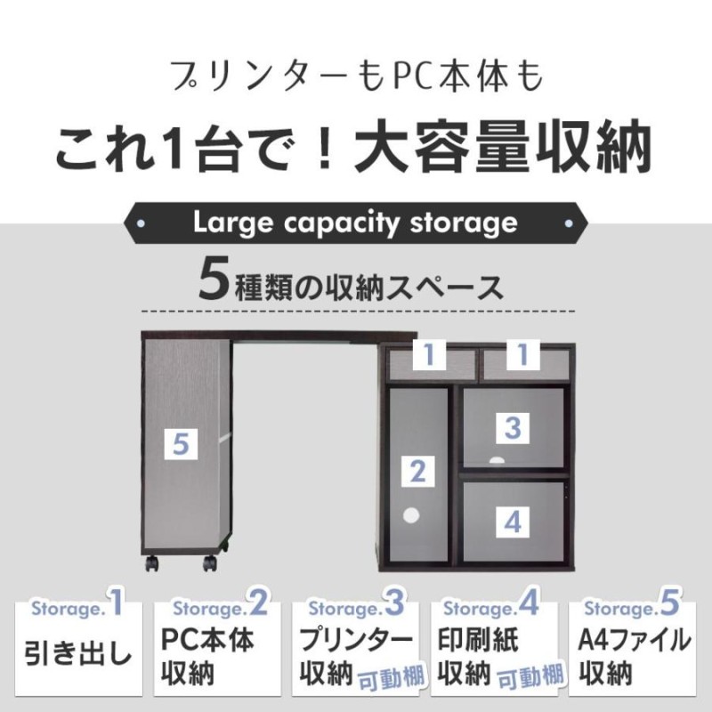 デスク ゲーミング DORIS 収納 棚 机 ワーク パソコン オフィス