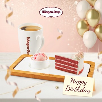 生日快樂｜生日禮物【Häagen-Dazs哈根達斯】手作蛋糕切片+單球冰淇淋+150元飲品(內用) 喜客券