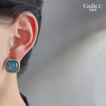 【Gulicc】古莉可 復古淡藍琥珀 貝殼碎片耳環(飾品 耳飾 耳釘 耳扣 耳環 耳墜 情人節 母親節 七夕 生日禮物)