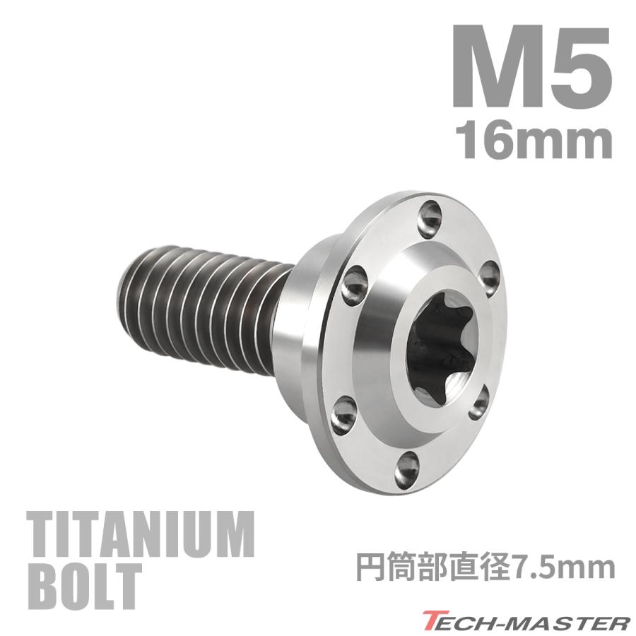 チタンボルト M5×16mm P0.8 円筒部直径7.5mm 段付きボルト トルクス穴