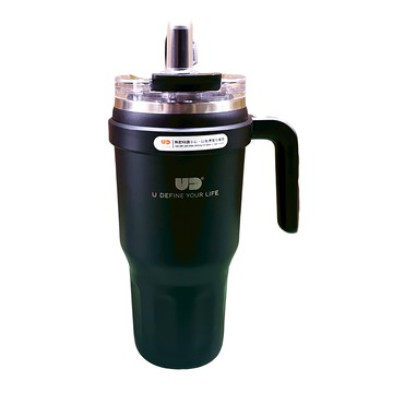 UdiLife 優的生活大師 樂司 不鏽鋼手把雙飲杯  1個  霧黑色  1.1L