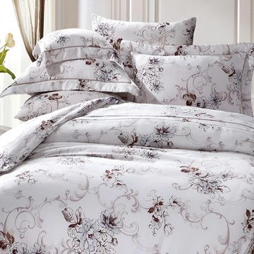 羅曼莎 60支100%天絲雙人床包兩用被四件組  床包 + 兩用被套 + 枕套  床包 188 x 152cm + 鋪棉兩用被套 182 x 212cm + 薄枕套 45 x 75cm