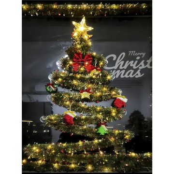 DIY墻面圣誕樹材料包玻璃窗裝飾毛條布置圣誕節彩條藤條藤蔓櫥窗