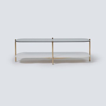 D-斯凱勒白色岩板玻璃茶几120*50*H35