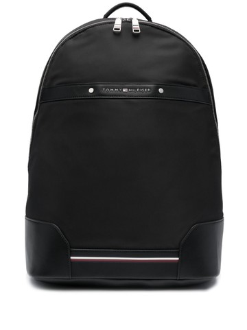 Tommy Hilfiger - Central Repreve logo-lettering backpack - men - Calf Leather/Fabric - One Size - Black