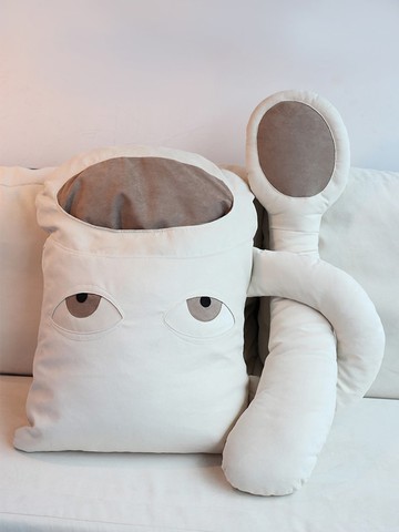 織布云麻麻原創設計抱枕靠墊沙發客廳臥室床頭靠枕杯勺夾腿枕裝飾