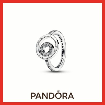 限量品【Pandora官方直營】Pandora Signature Logo 密鑲寶石圓環戒指[客製化卡片]