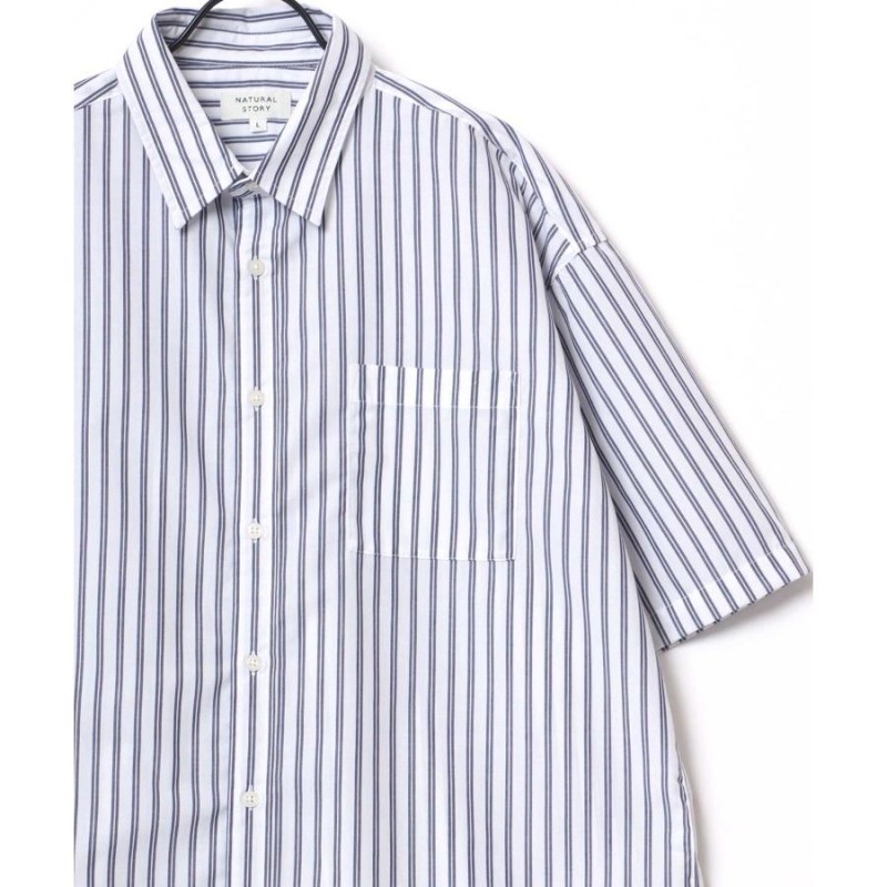 ラザル】【Lazar】Oversize T/C Broad Stripe Shirt/オーバーサイズ T