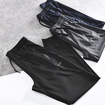 巨透氣！冰絲網眼面料！外貿男裝夏季新款休閑運動松緊腰速干長褲