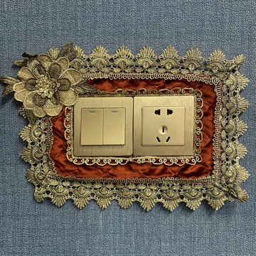 布藝雙開開關貼86型開關套 開關裝飾罩 雙開插座貼墻貼保護套歐式