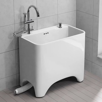家用陽臺拖把池加高拖布池陶瓷衛生間戶外高腳墩布池洗拖把盆帶孔 b8031